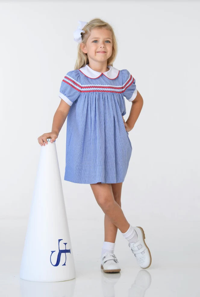 Kendall Dress - Royal Mini Gingham - presale | Lovely Little Things Boutique