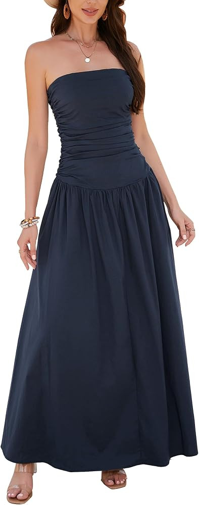 Yulaviniee Women's Strapless Tube Top Corset Maxi Dress for Wedding Guest, Elegant Party Dress | Amazon (US)