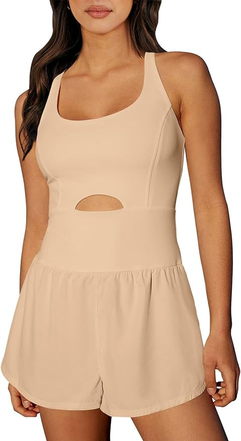 ANRABESS Womens Running Onesie Workout Rompers Summer One Piece Outfits Exercise Jumpsuits Gym Yo... | Amazon (US)