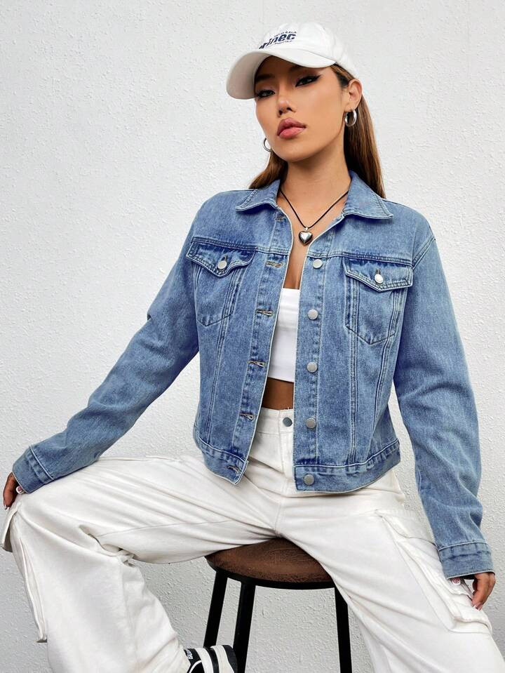 SHEIN EZwear Women's Denim Jacket And Coat | SHEIN