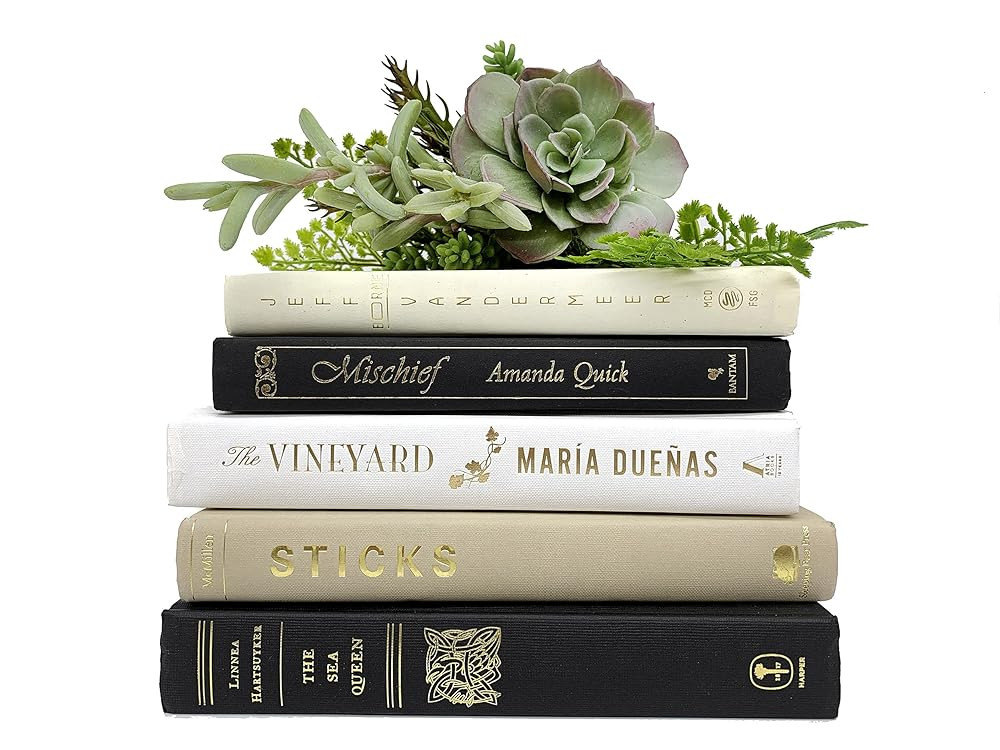 Bundle of Black, Beige, Ivory, Tan, White Decorative Books - Real Hardcover Bookshelf Insert - Cr... | Amazon (US)