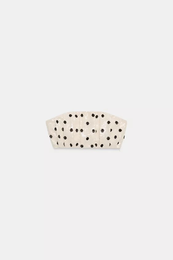 POLKA DOT SEQUIN BANDEAU TOP | Zara US