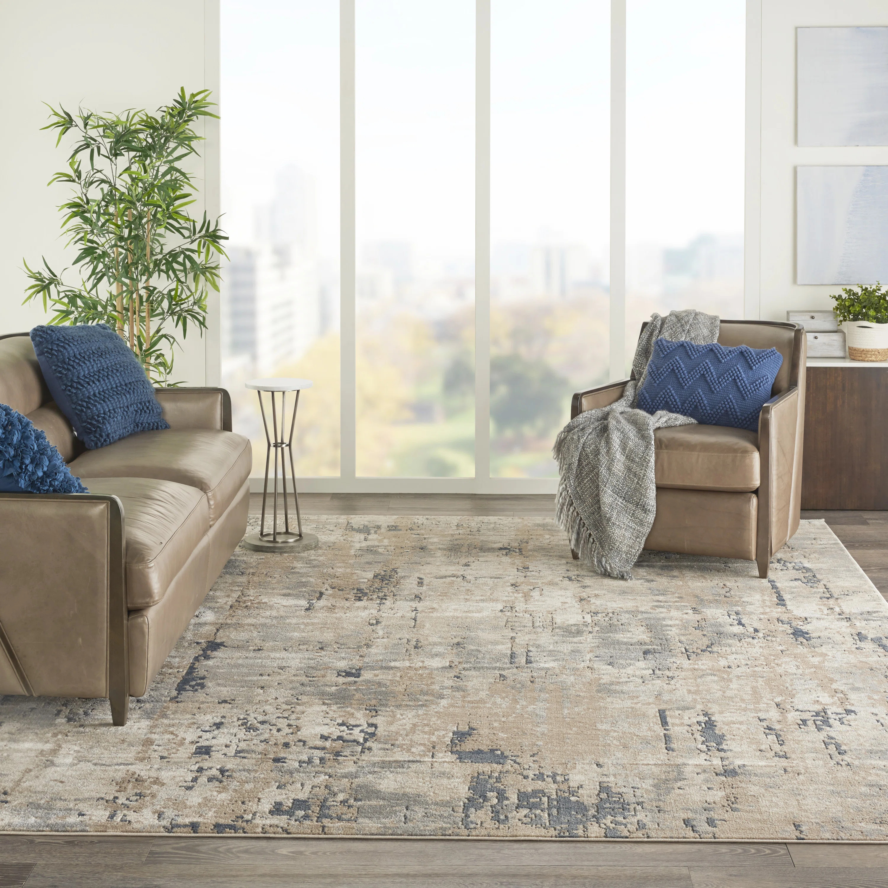 Addie Abstract Modern Machine Woven Area Rug in Beige/Gray | Wayfair North America