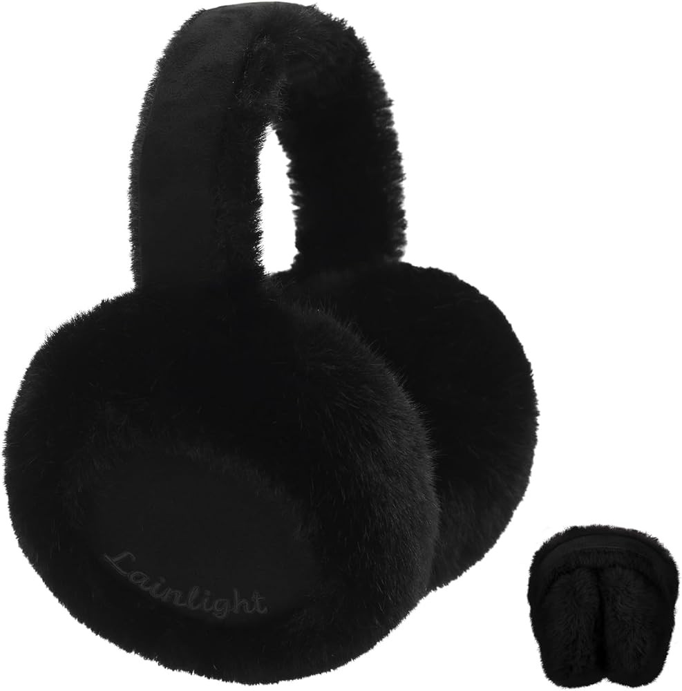 Ear Muffs for Winter Women Faux Fur Warm Earmuffs Foldable Cute Fuzzy Ear Warmers | Amazon (US)