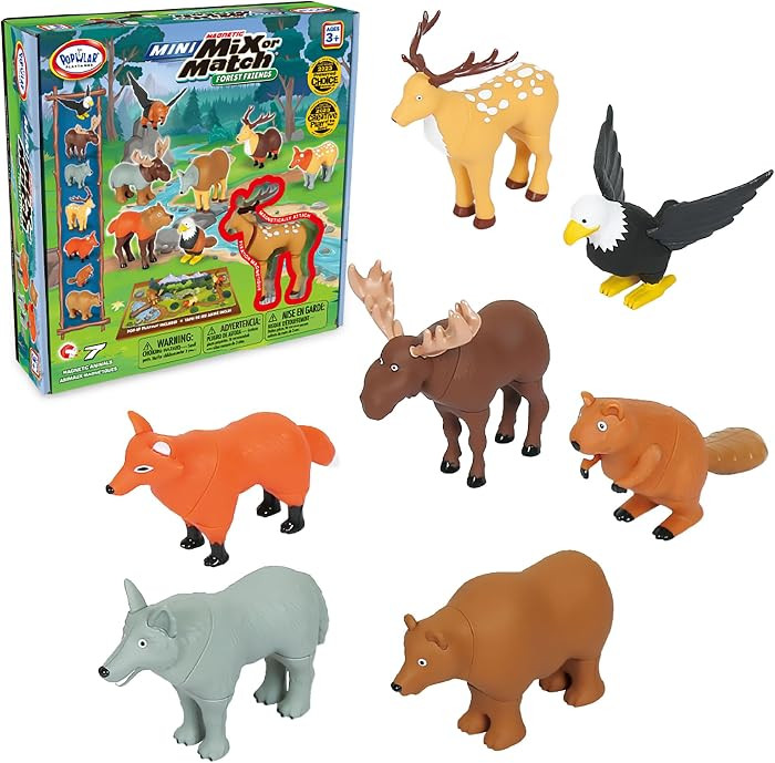 Popular PLAYTHINGS Mini Mix or Match Forest Animals, Magnetic Toy Set with Pop-up Playmat, Set of... | Amazon (US)