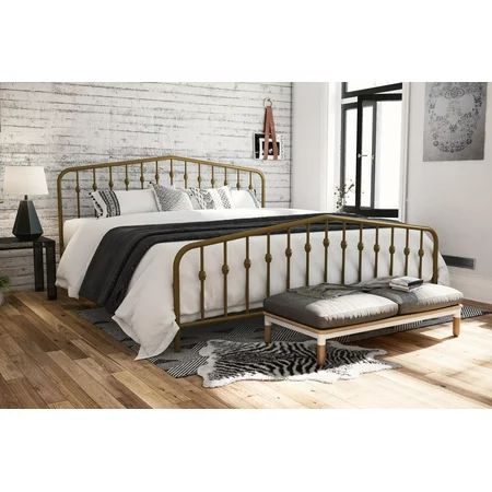 Novogratz Bushwick Metal Bed, King, Gold | Walmart (US)