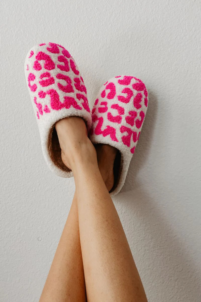Hot Pink Leopard House Slippers | Katydid