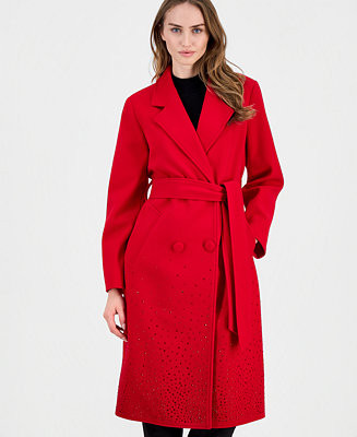 Women's Double-Breasted Embellished Coat | Macy's