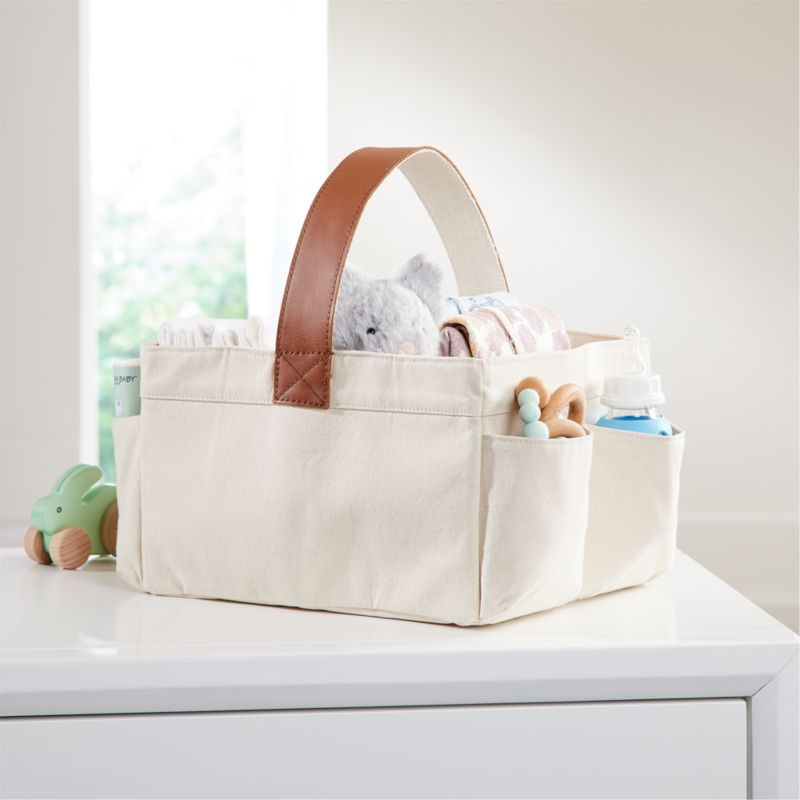 Leather Handle Diaper Caddy + Reviews | Crate & Kids | Crate & Barrel