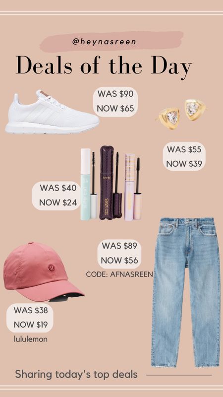 Deals of the day on Adidas sneakers, Kendra Scott studs, Abercrombie denim, lululemon hat & Tarte mascara set 

#LTKbeauty #LTKshoecrush #LTKsalealert