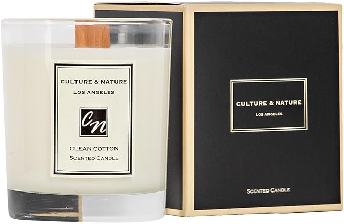 CULTURE & NATURE Clean Cotton Scented Soy Candle (8oz), 100% Natural Soy Wax, Clean Long Burning ... | Amazon (US)