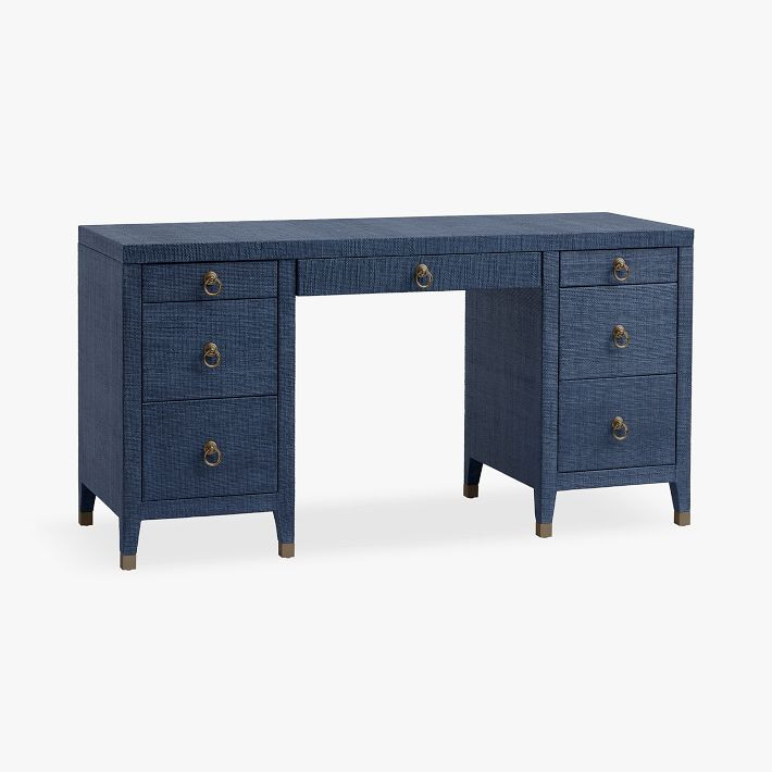 AERIN Raffia Storage Desk (58"w x 20"d) | Pottery Barn Teen