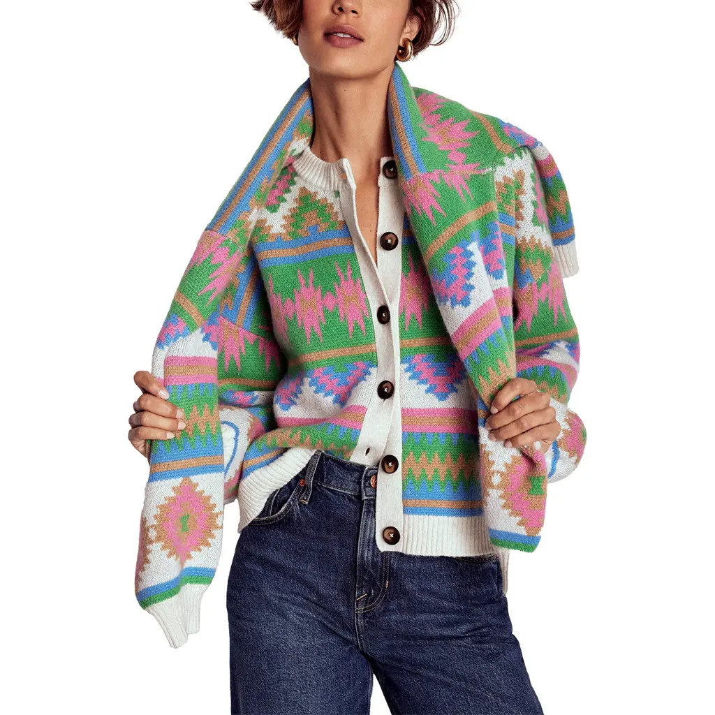 Boden Abi Jacquard Cardigan in Aztec Multi at Nordstrom, Size Medium | Nordstrom