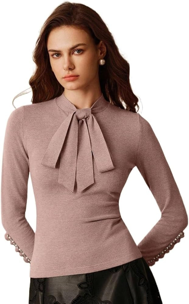 pedestrianmall Women's Pullover Sweater Women's Autumn Tie Sweater | Amazon (US)