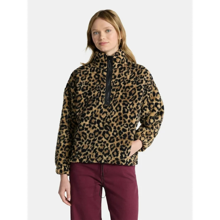 No Boundaries Plush Half-Zip Pullover, Women's | Walmart (US)