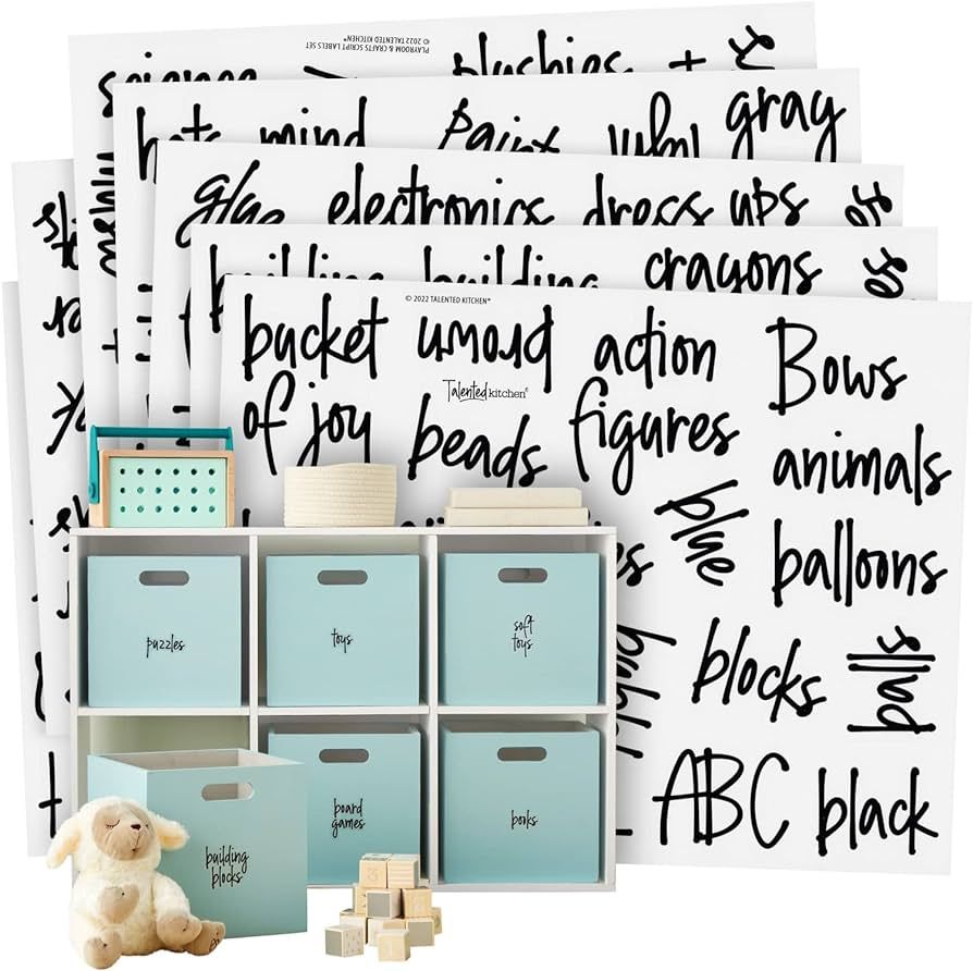 Talented Kitchen 147 Toy Labels for Playroom Organization and Storage Bins, Preprinted Black Scri... | Amazon (US)