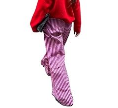 Women Y2K Striped Lounge Pants Plaid Wide Leg Pajama Pants Pinstriped High Waist Palazzo Pants Go... | Amazon (US)