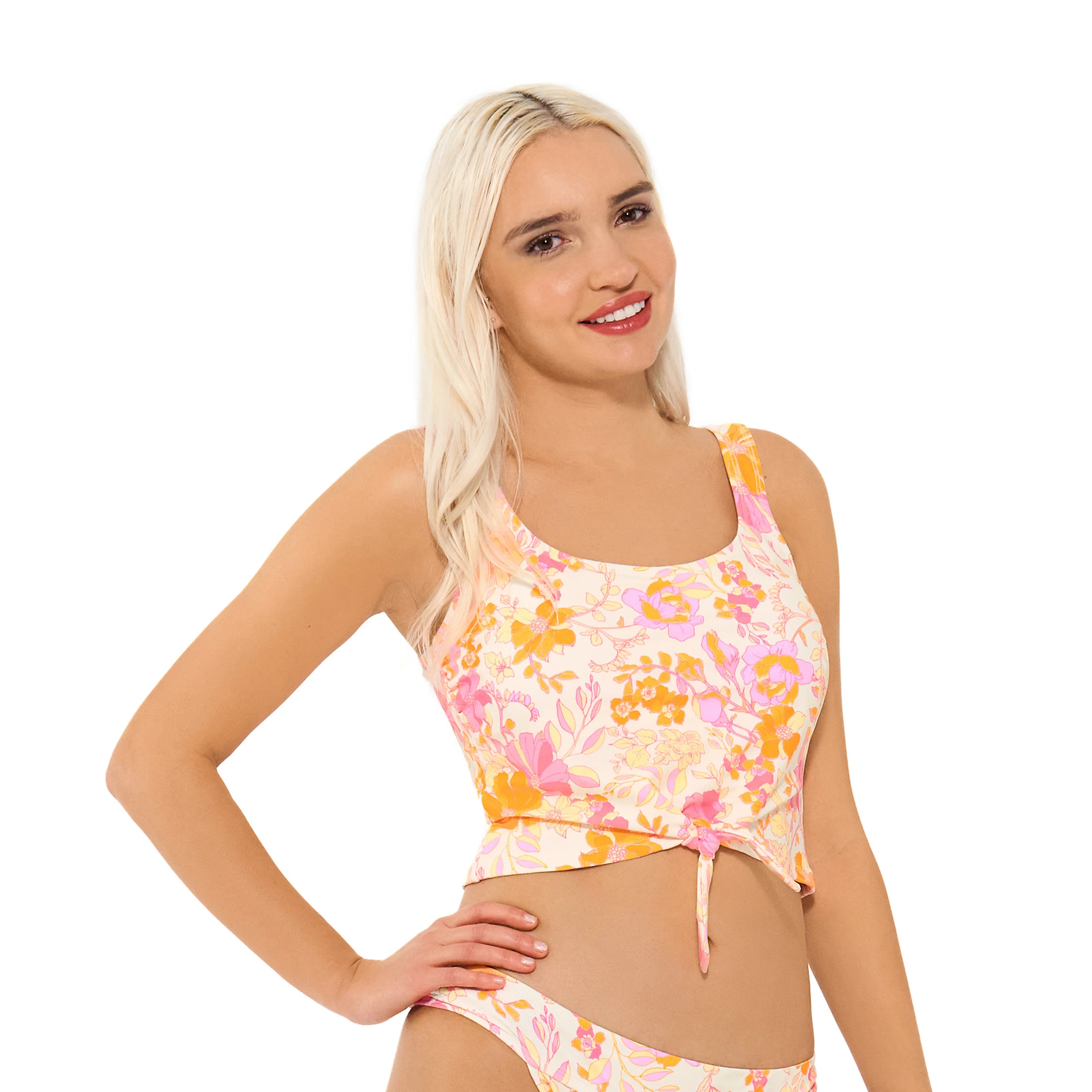 Juniors' Ninety-Nine° Knot-Front Crop Tankini Top | Kohls | Kohl's