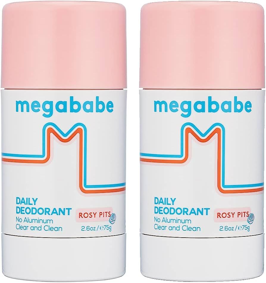 Megababe Daily Deodorant - Rosy Pits | Aluminum-Free, Clear & Clean | 2.6 oz - 2 Pack | Amazon (US)