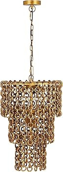 Tov Furniture Nirsa Brass Chain Link 3-Tier Chandelier | Amazon (US)