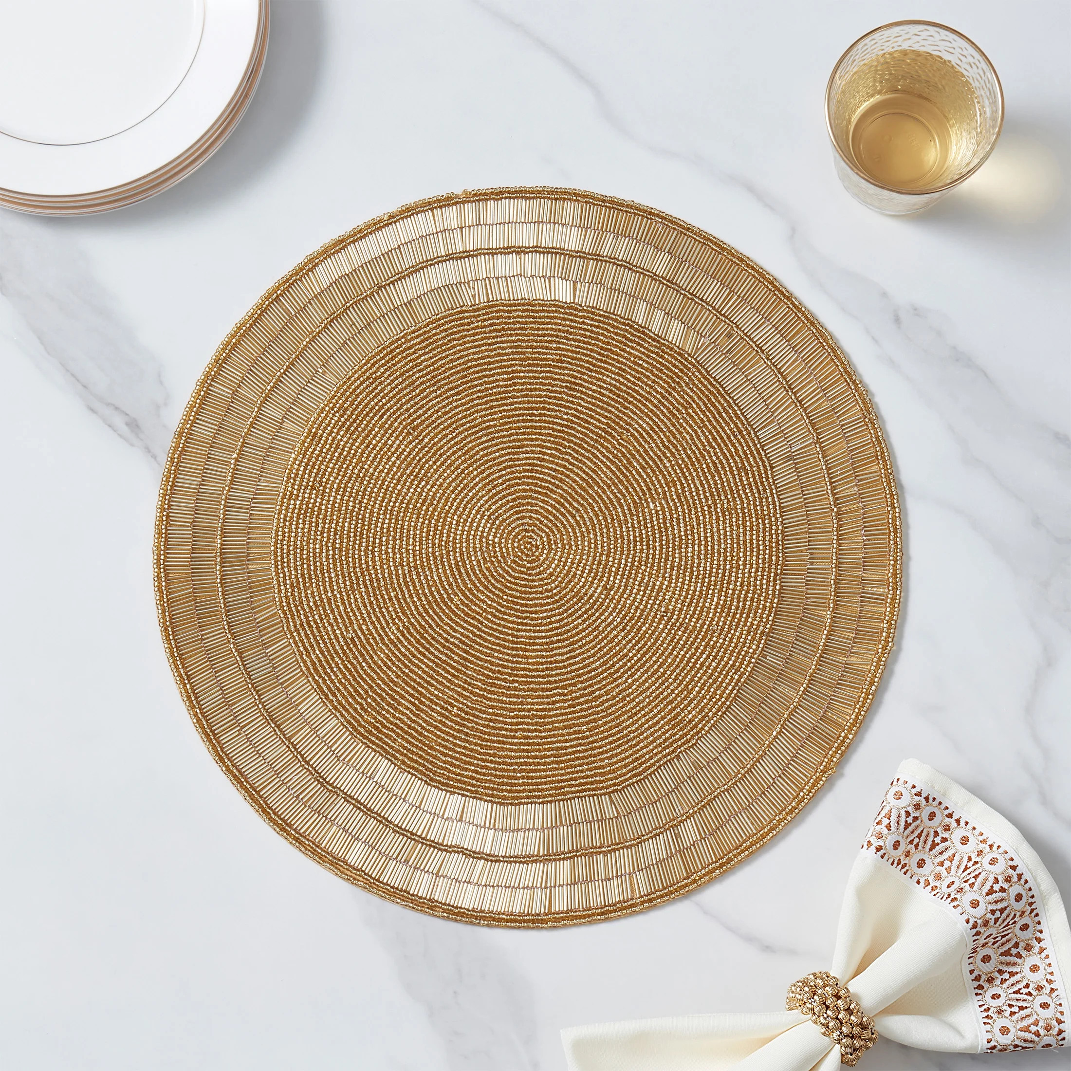 Sofia Home Gold Beaded 15" Round Placemat by Sofia Vergara | Walmart (US)