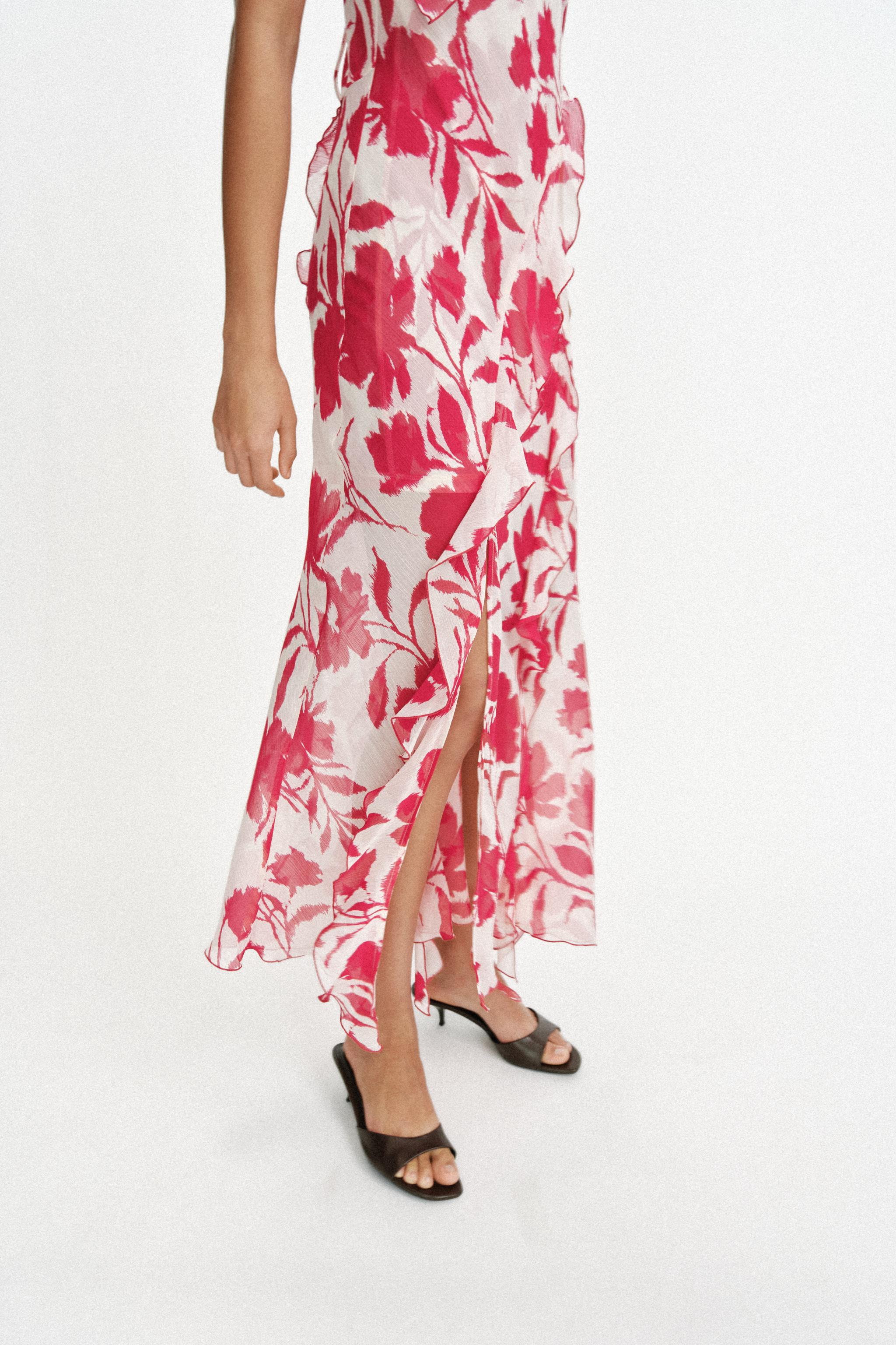 PRINTED LINGERIE STYLE MIDI DRESS | Zara US