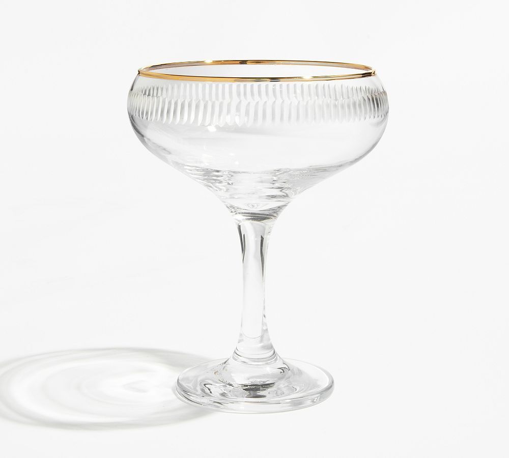 Etched Gold Rim Coupe Glasses - Set of 4 | Pottery Barn (US)
