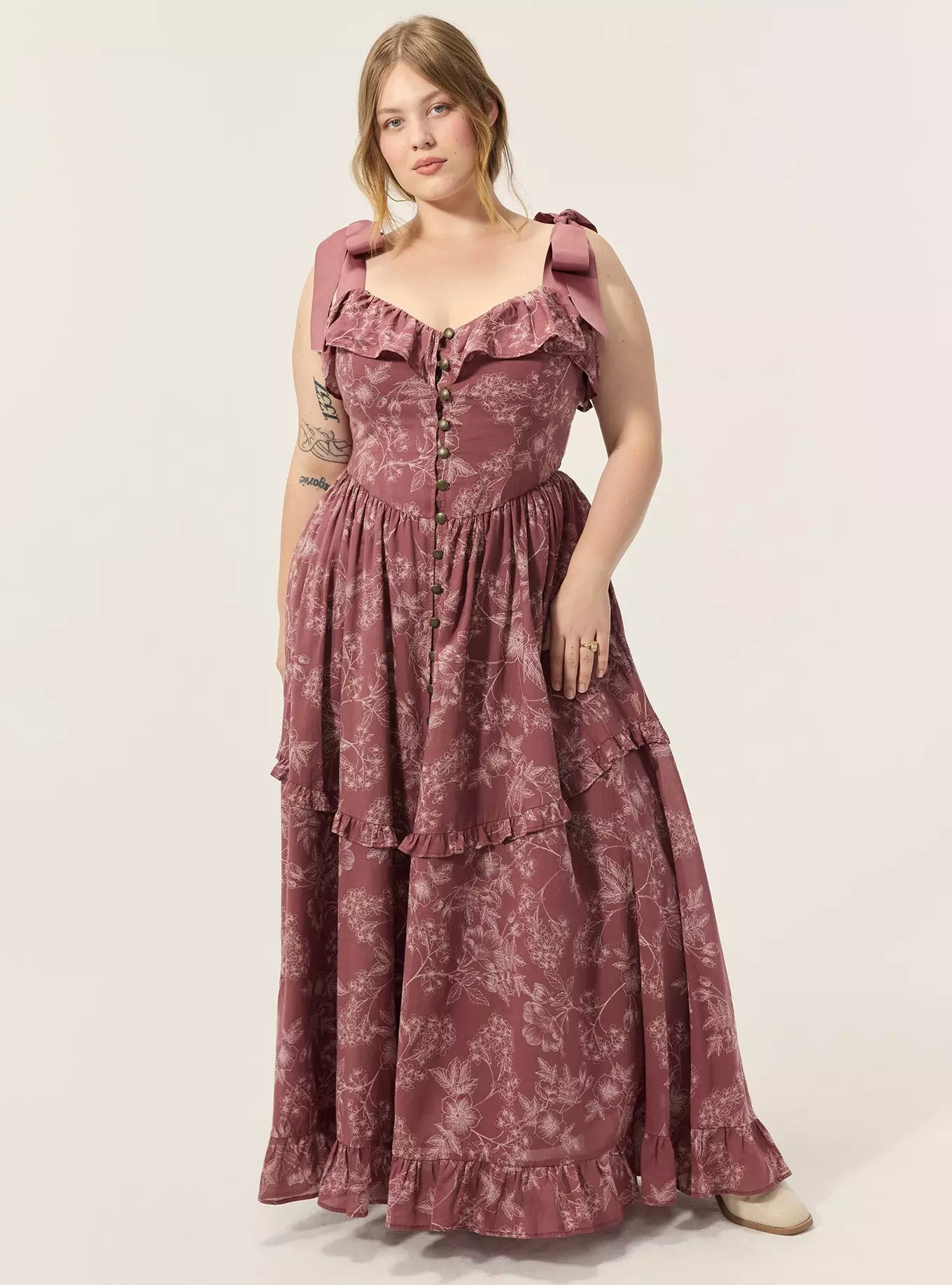 Festi Button Front Tie-Strap Maxi Dress | Torrid (US & Canada)