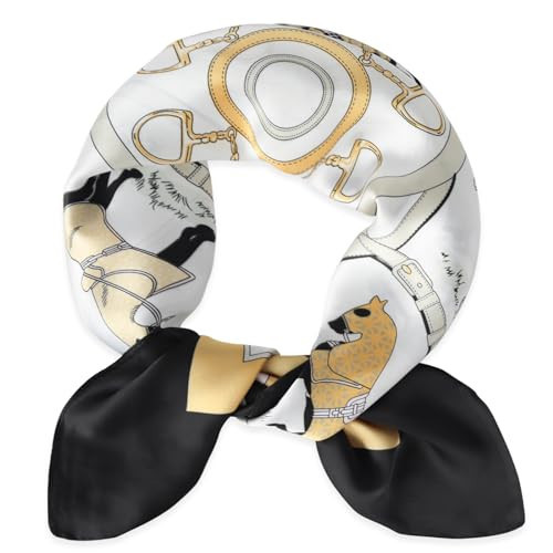 EXTREE Fashion Silky Satin Headscarf for Women Girls: Exquisite Pattern Lightweight Silk Graceful Scarfs 27.5 x 27.5 inches, A019-white | Amazon (US)