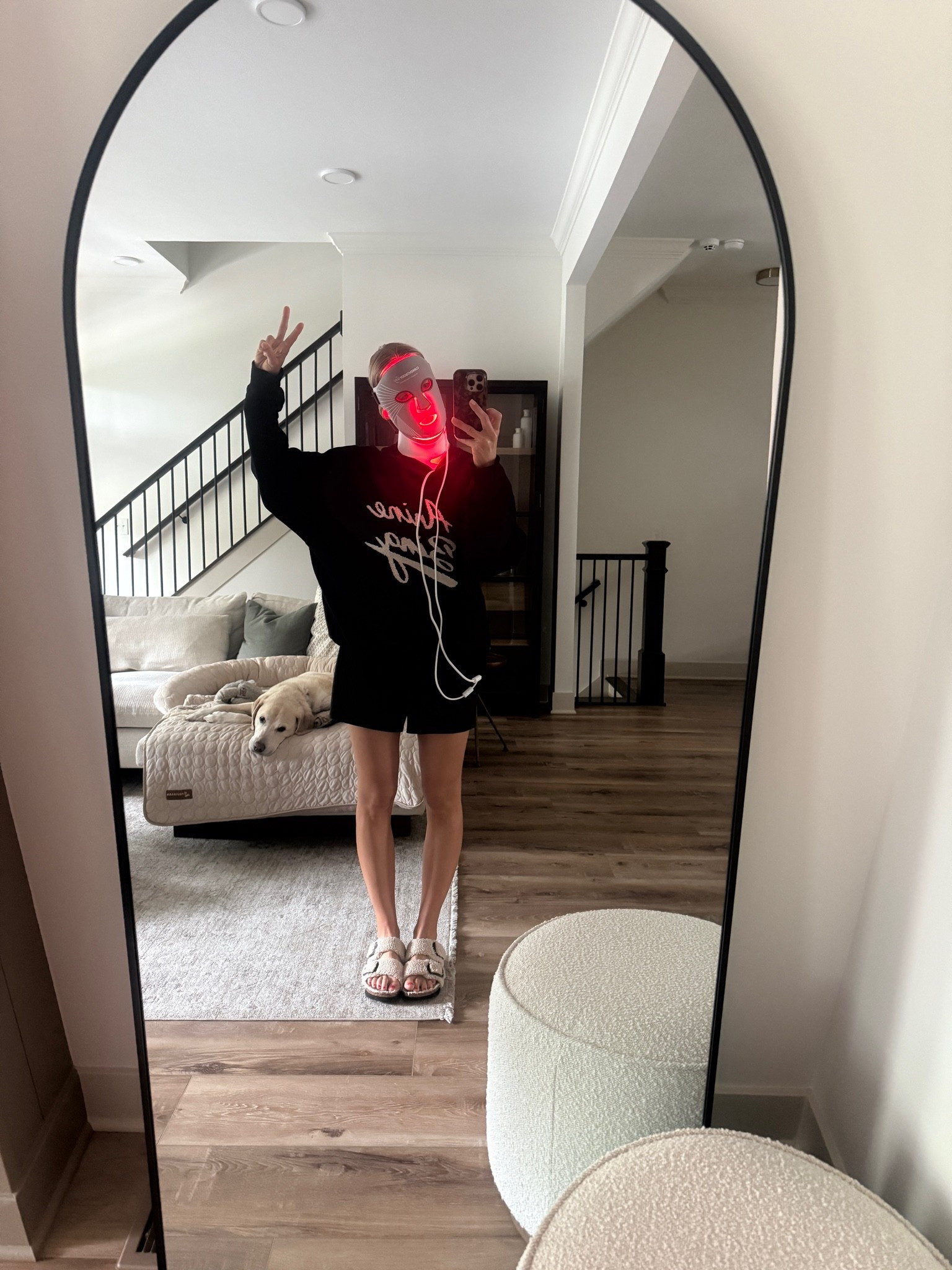 Wearing small sweatshirt (linked similar), small shorts, sandals tts

Mask Code: ABOVETHELAW

#LTKOver40 #LTKmorningroutine #LTKBeauty