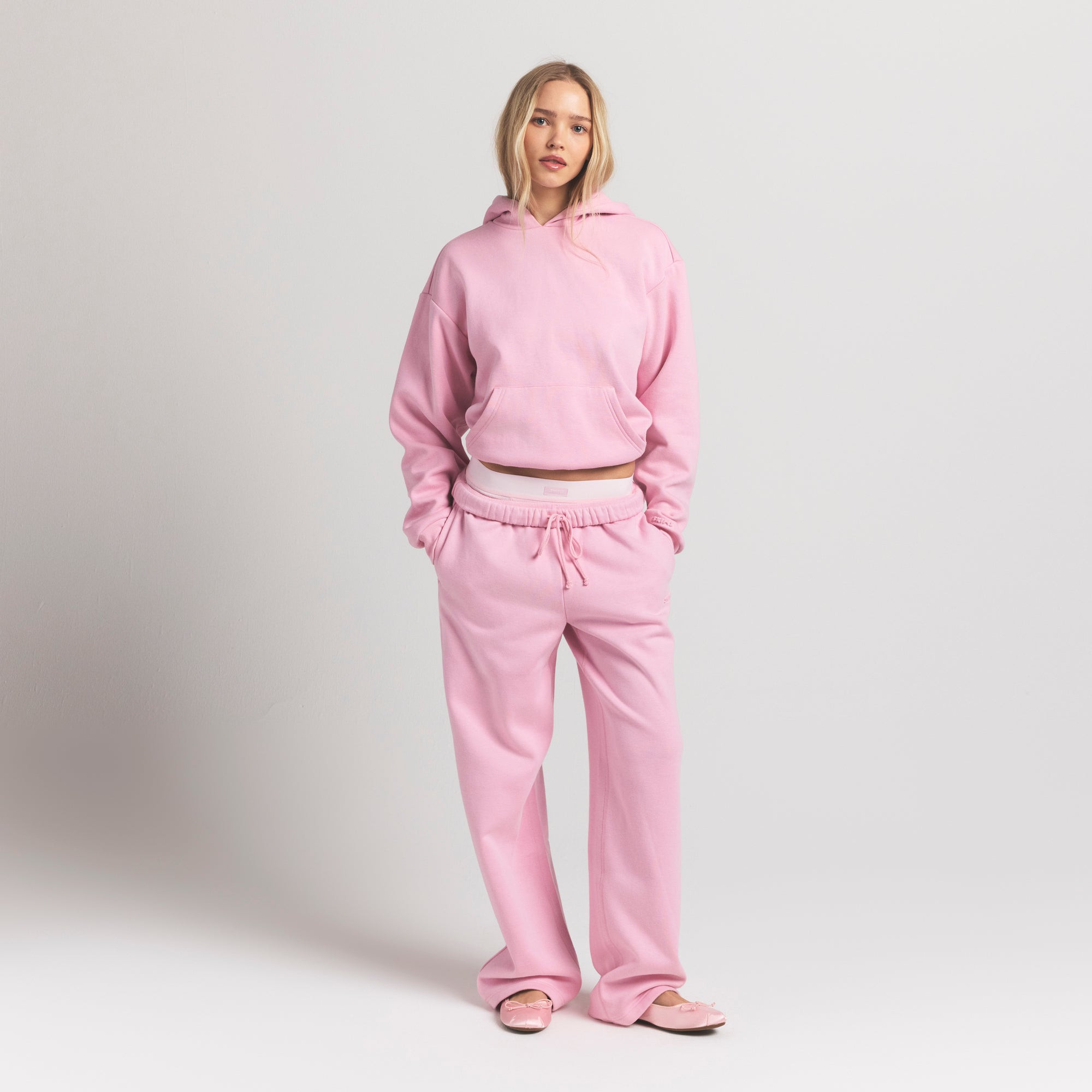 SKIMS Classic Straight Leg Pants | Pink | Large | Cotton Fleece | SKIMS (US)