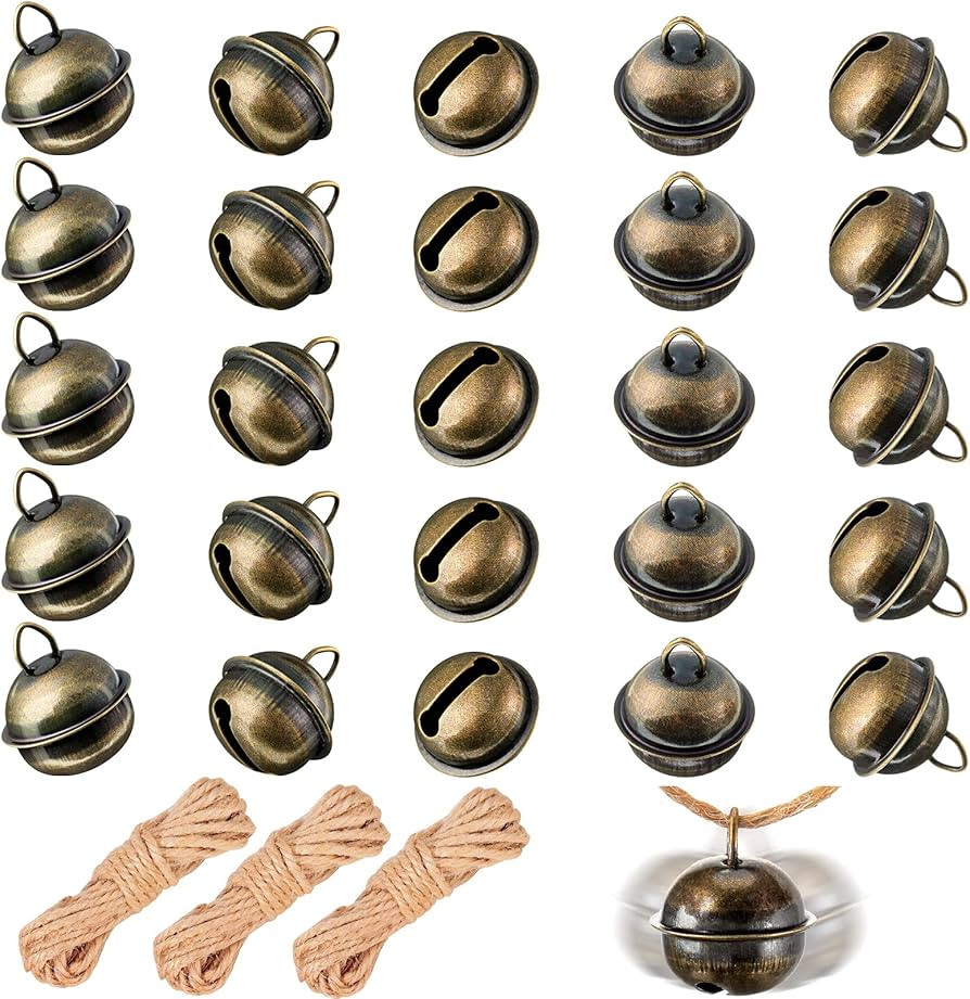 100 Pieces Christmas Bells 22mm Vintage Craft Bells Decorative Brass Bells Hanging Bronze Bell Or... | Amazon (US)