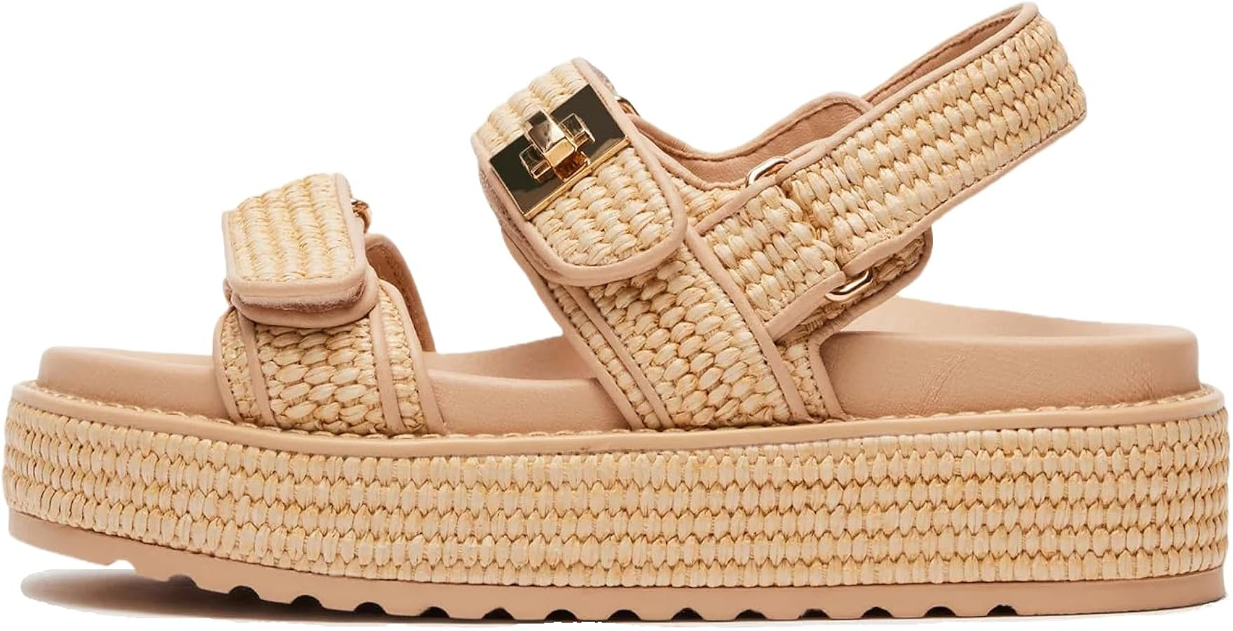 Raffia Platform Sandals for Women Comfortable Casual Beach Sandals,Summer Open Toe Slingback Plat... | Amazon (US)