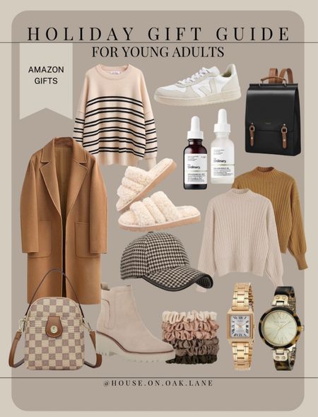 Holiday gift guide for young adults 

Sneakers white beige striped sweater houndstooth baseball cap backpack sweater Sherpa slipper sandals gold watch scrunchie black the ordinary long coat camel suede boots 

#LTKsalealert #LTKGiftGuide #LTKHoliday
