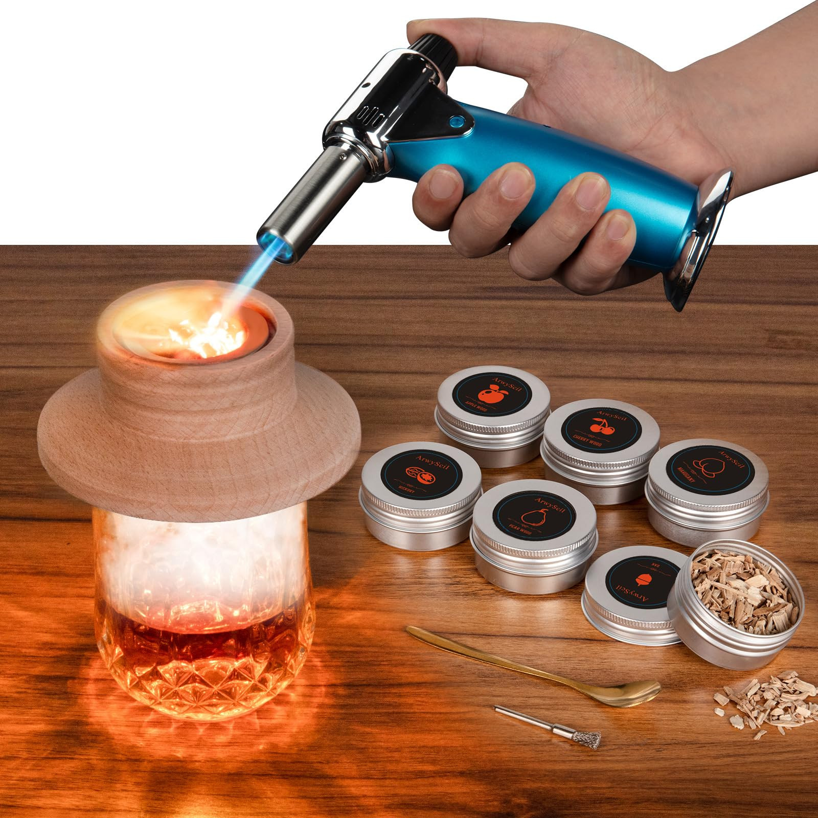 Cocktail Smoker Kit With Torch, Old-fashioned Infuser Kit for Party, 6 Flavored for Cocktail, Whi... | Amazon (US)