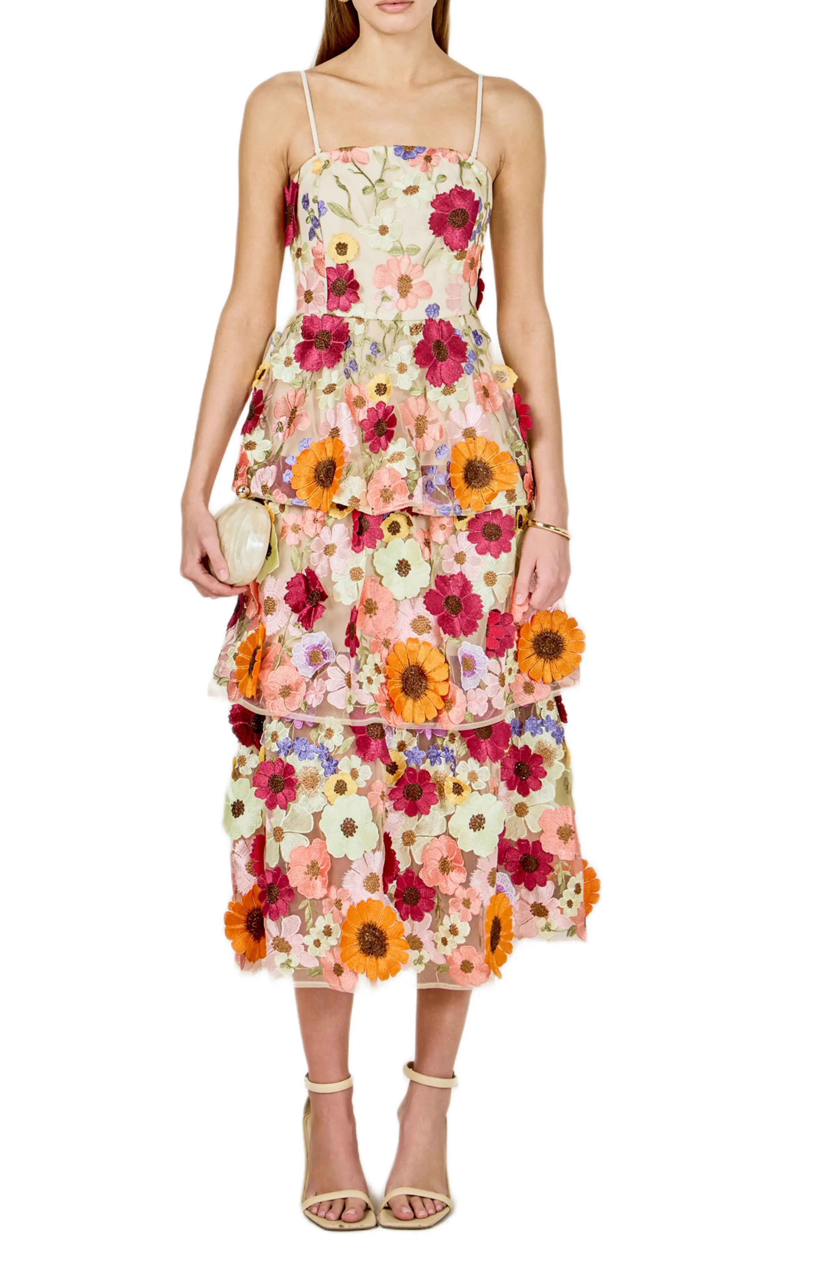 Endless Rose Embroidered Floral Tiered Dress (Women) | Nordstrom | Nordstrom