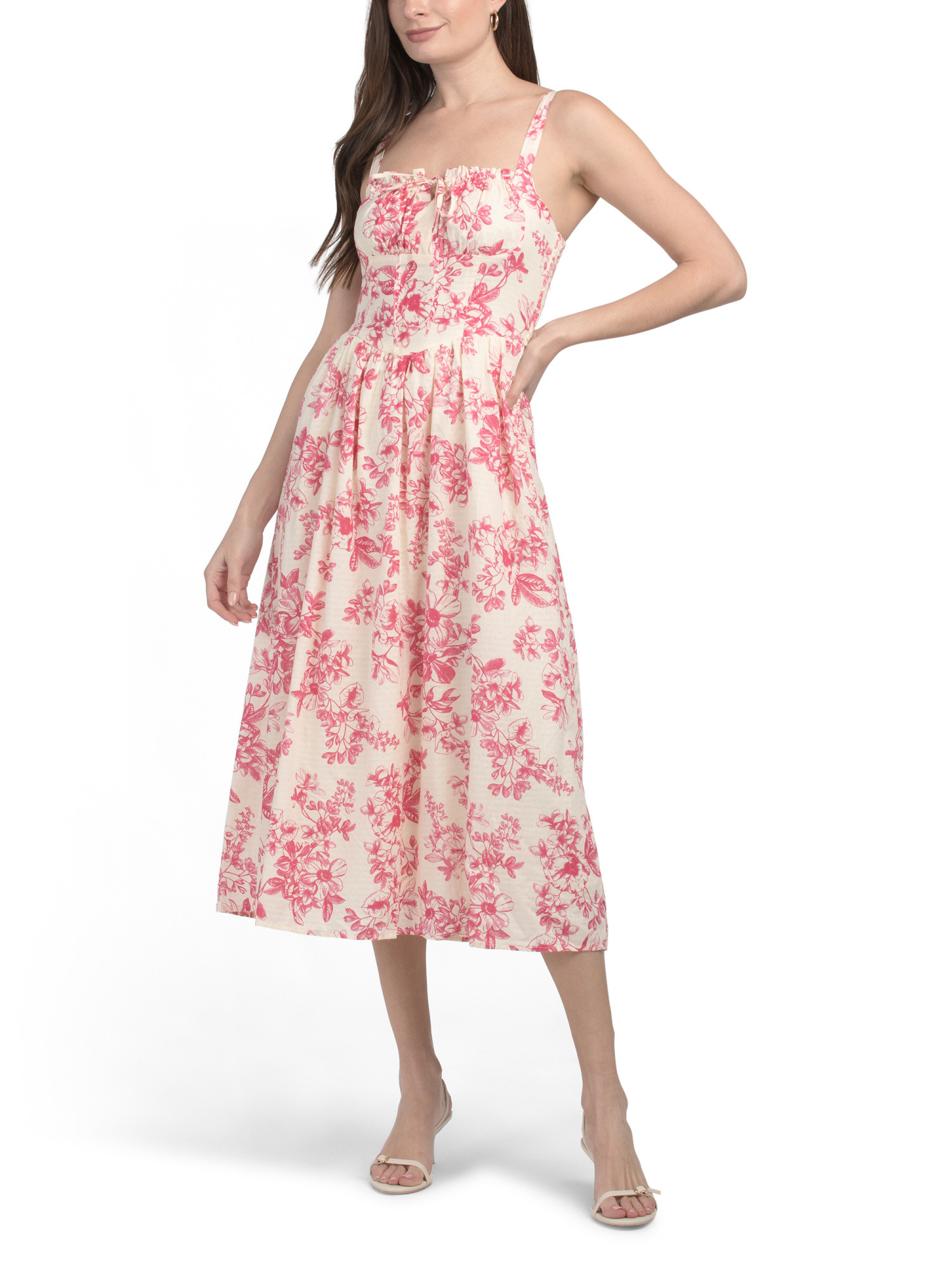 Corset Waist Toile De Jouy Print Maxi Dress | Casual Dresses  | Marshalls | Marshalls
