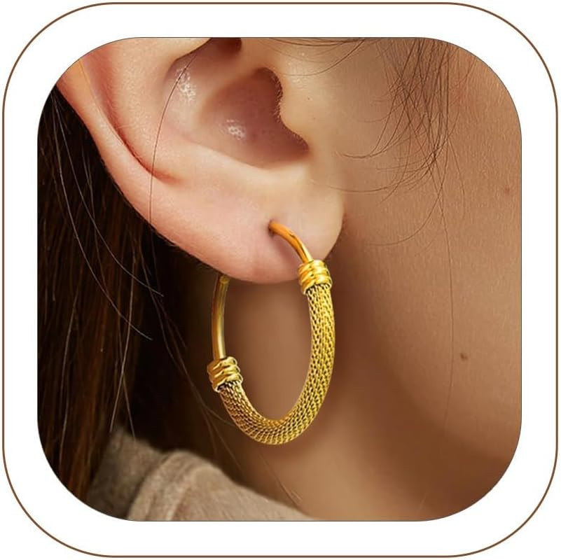 PROSTEEL 14K Gold PLated Hoop Earrings for Women Stainless Steel | Amazon (US)