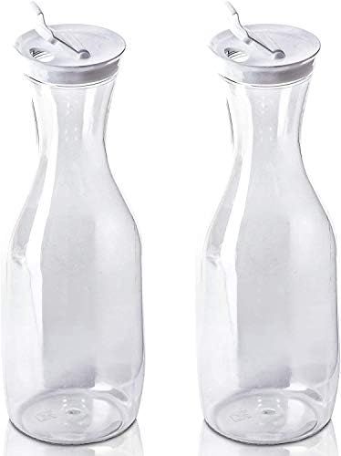 DecorRack 2 Large Water Carafes, Bottles with Flip Top Lid, 50 Oz Each, BPA Free- Plastic Juice P... | Amazon (US)