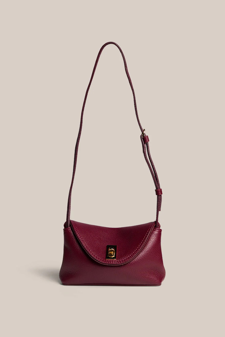 Sloane Mini Bordeaux Leather Crossbody Clutch | VESTIRSI