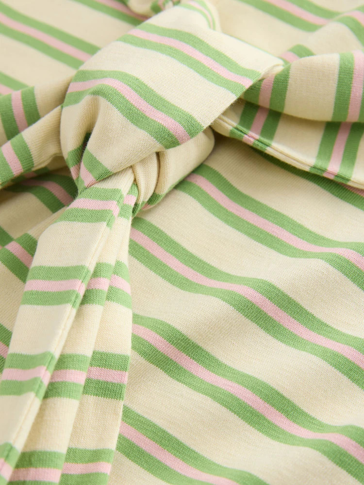 Buy Green Stripe 100% Cotton Tie Waist Jersey T-Shirt Mini Dress from Next Belgium | Next EU