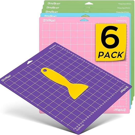 HTVRONT Cutting Mat for Cricut, 6 Pack Cutting Mat 12x12(StandardGrip, LightGrip, StrongGrip, Fab... | Amazon (US)