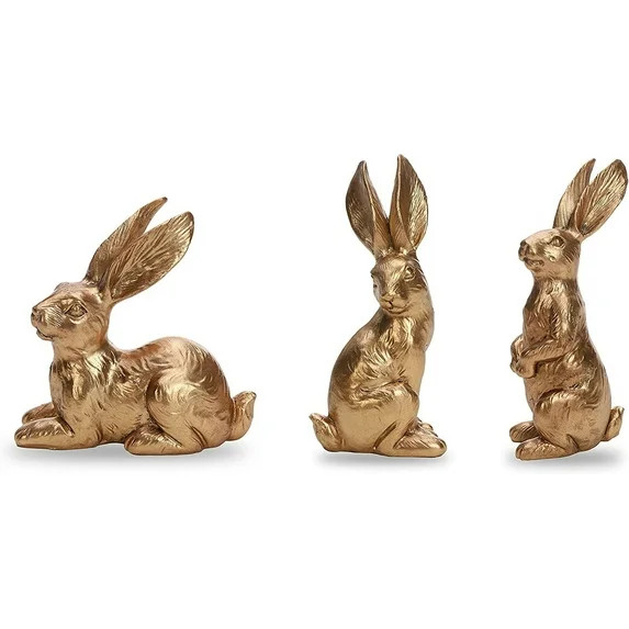 Easter Gold Resin Bunny Decor Rabbit Figurines, 3 Pack Small Easter Bunny Figurine, Spring Sculpt... | Walmart (US)