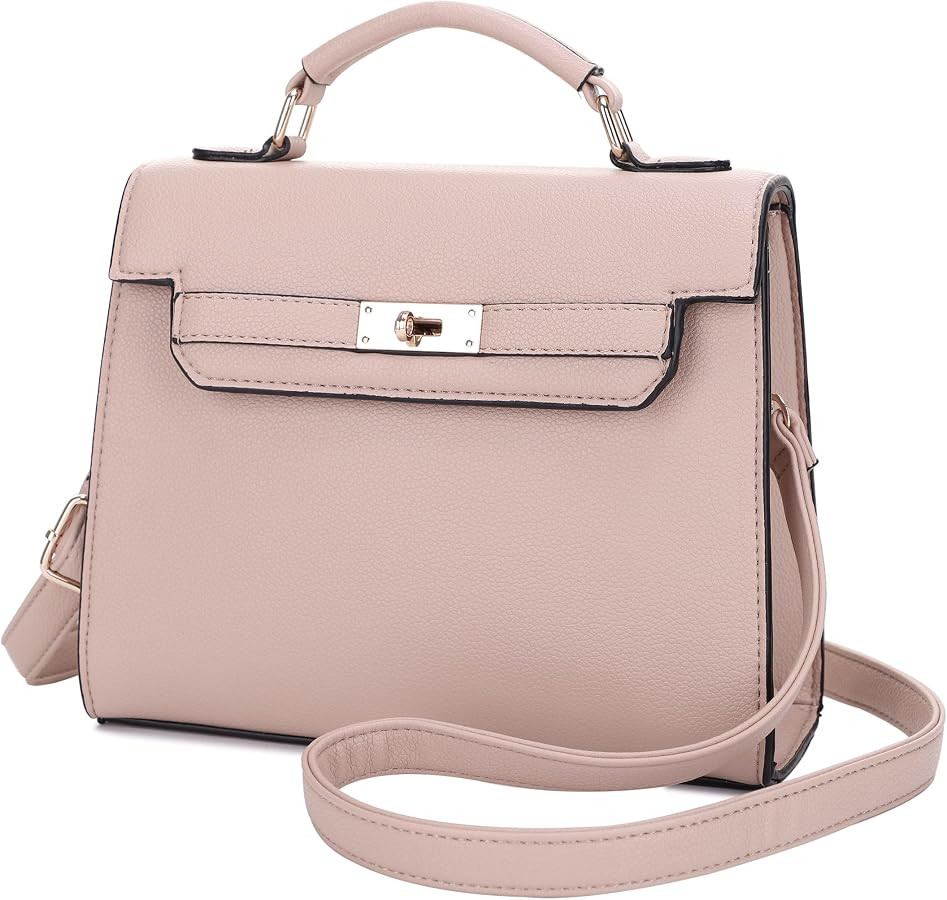 EVVE Women's Top Handle Satchel with Detachable Strap Small Pebbled Leather Fashion Crossbody Bag | Amazon (US)