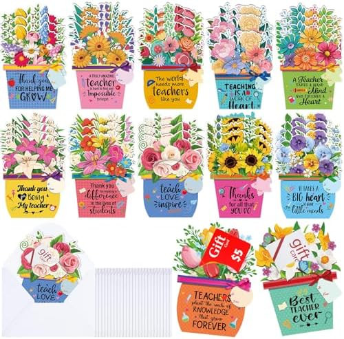 Amazon.com: Funrous 36 Set Teacher Appreciation Gift Card Holders Flower Teachers Gift Cards Mone... | Amazon (US)