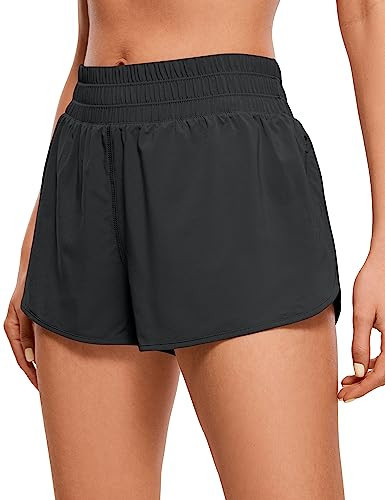 CRZ YOGA High Waisted Running Shorts for Women, 2.5'' Quick Dry Liner Track Gym Athletic Workout Shorts with Zipper Pocket Black X-Large | Amazon (US)