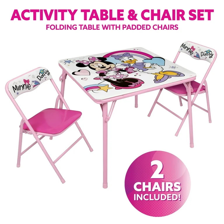 Minnie Mouse Kids 3-Piece Activity Table and Chair Set, Pink | Walmart (US)
