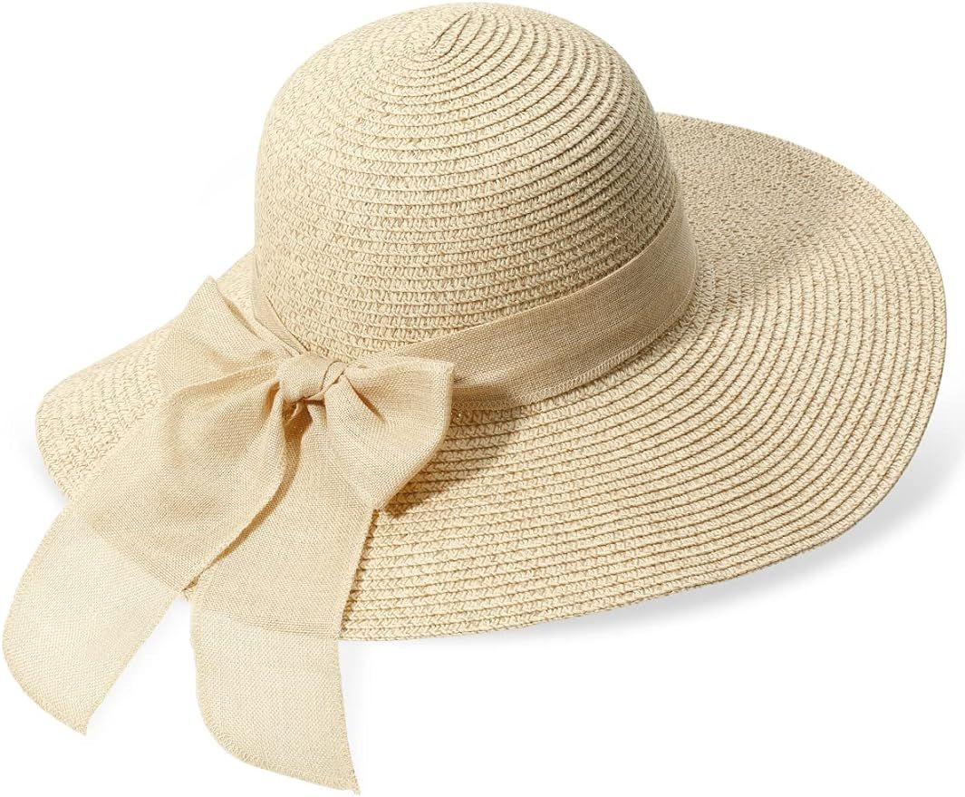 Womens Beach Straw Sun Hat: Large Ladies Foldable & Packable Floppy Hats with Wide Brim-UPF 50 UV... | Amazon (US)