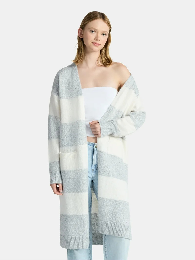 No Boundaries Striped Open Front Duster, Women’s | Walmart (US)