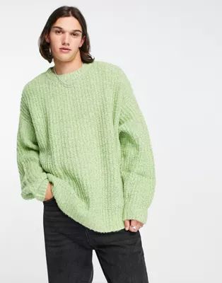 ASOS DESIGN oversized chunky knit sweater in lime green | ASOS (Global)